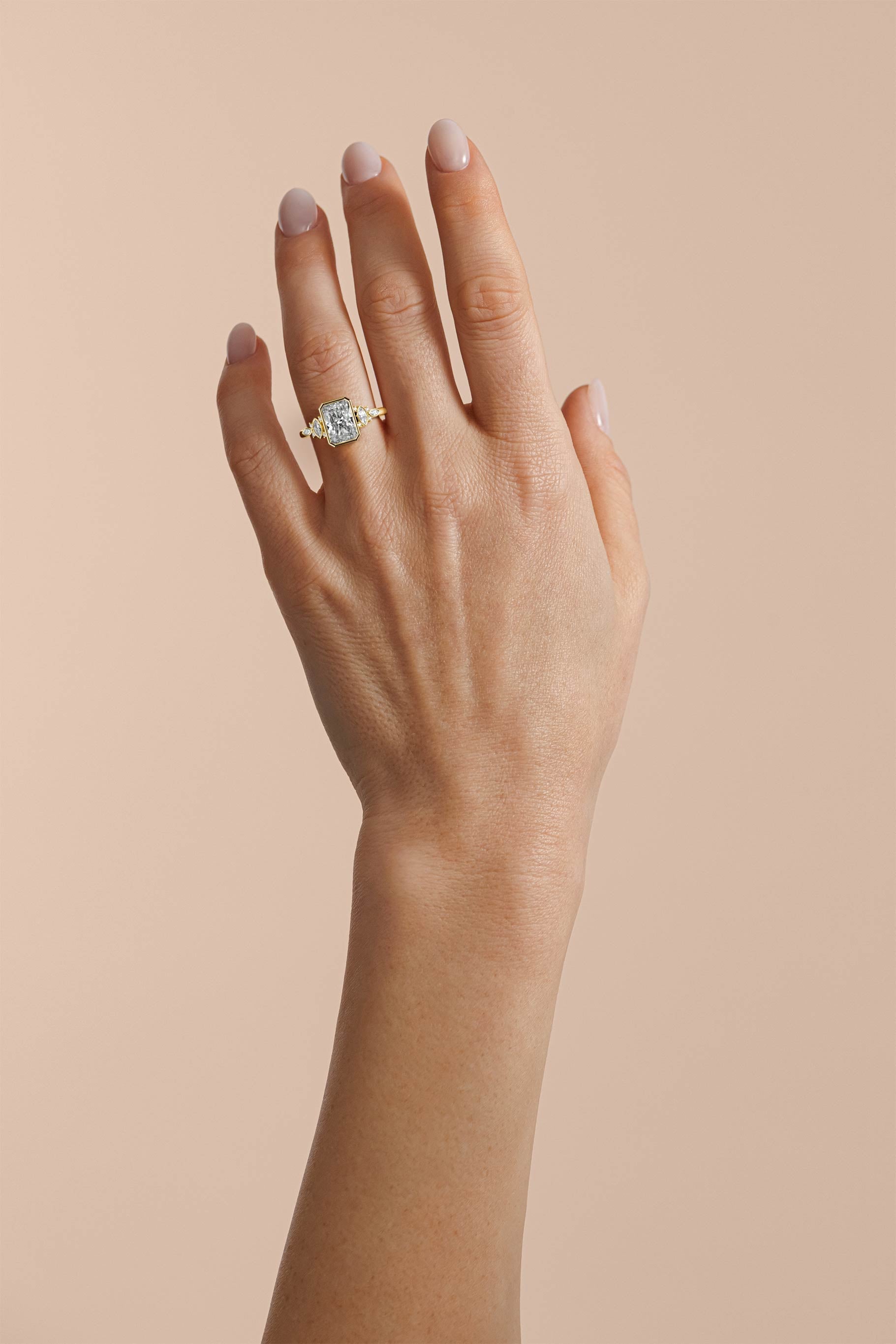 Marquise Shaped Three Stone Lab Grown Diamond Engagement Ring